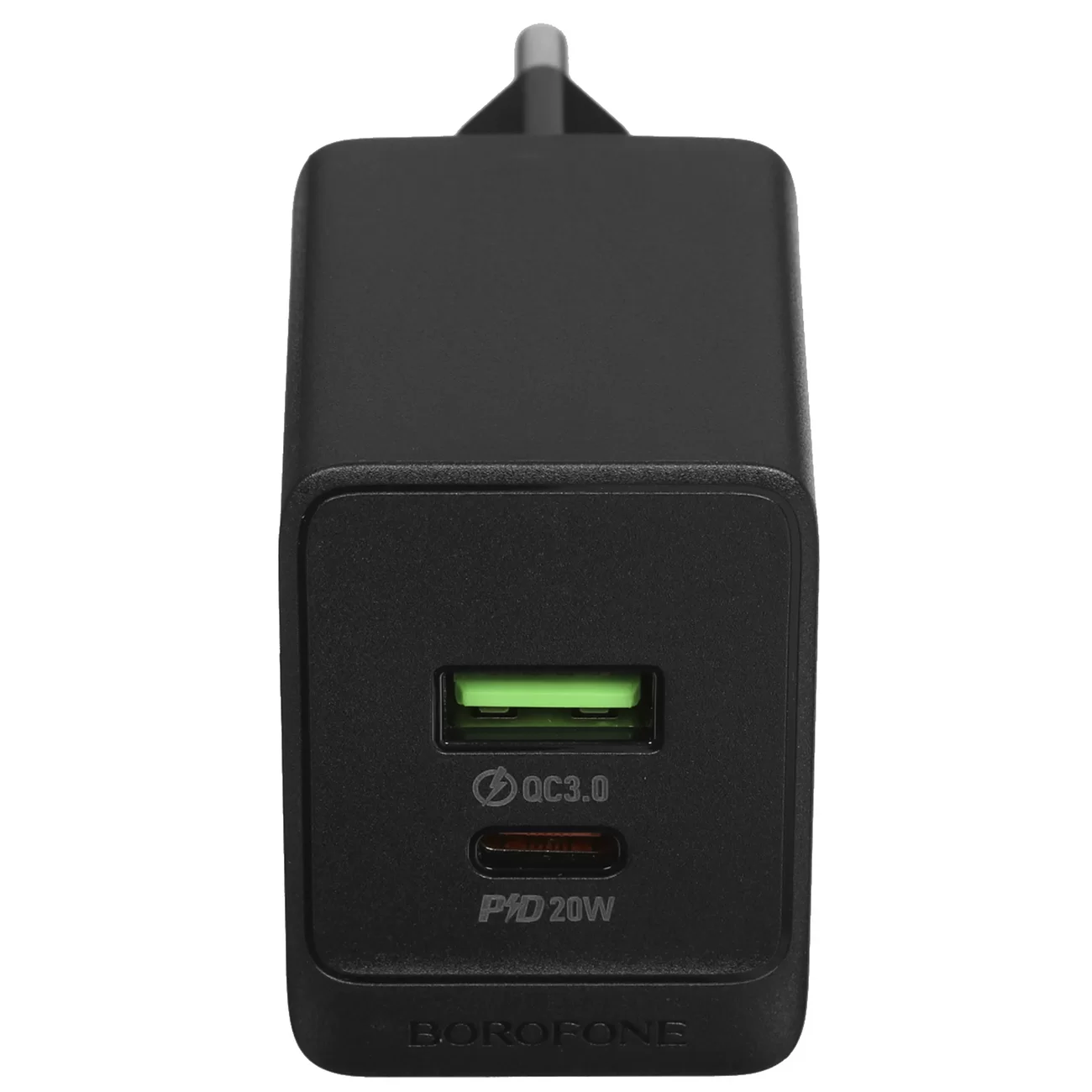 Сетевое зарядное устройство Borofone BAS14A, 20 Вт, 1×USB-C + 1×USB-A, чёрное