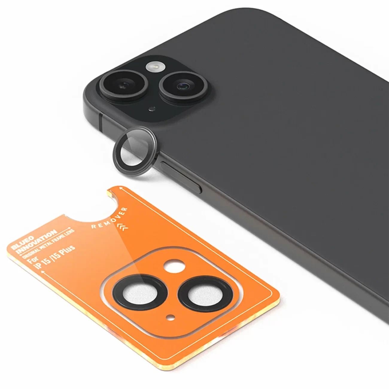 Защитное стекло BlueO Camera Lens Armor Metal Black для iPhone 15/15 Plus