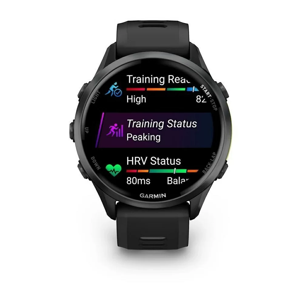 Спортивные часы Garmin Forerunner 570, 42 мм, Carbon Gray DLC Titanium Black / Translucent Whitestone (Серый карбон)