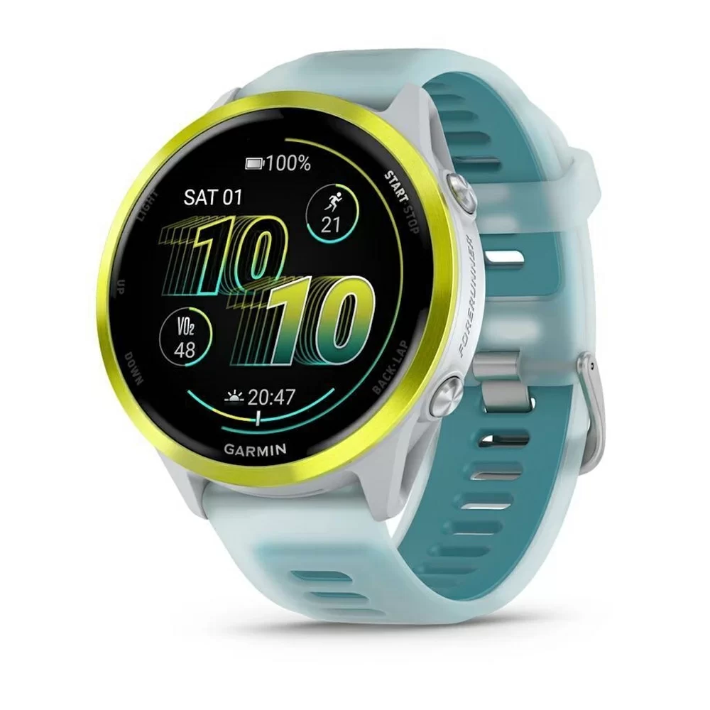 Спортивные часы Garmin Forerunner 570, 47 мм, Amp Yellow Aluminum Translucent Whitestone / Turquoise (Зеленый с бирюзовым)