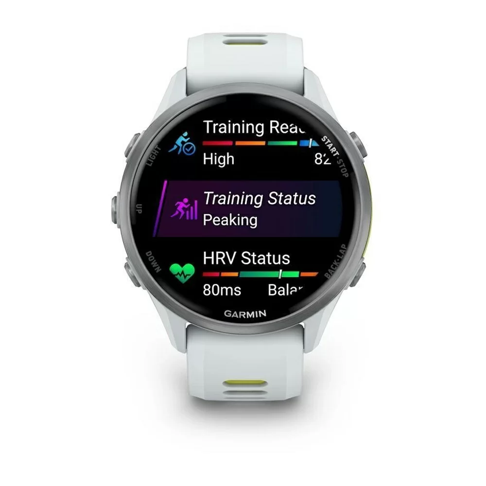 Спортивные часы Garmin Forerunner 570, 42 мм, Titanium Whitestone / Translucent Amp Yellow (Серый с зеленым)