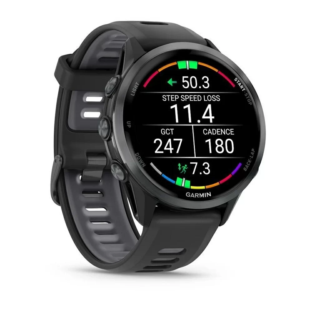 Спортивные часы Garmin Forerunner 570, 42 мм, Carbon Gray DLC Titanium Black / Translucent Whitestone (Серый карбон)