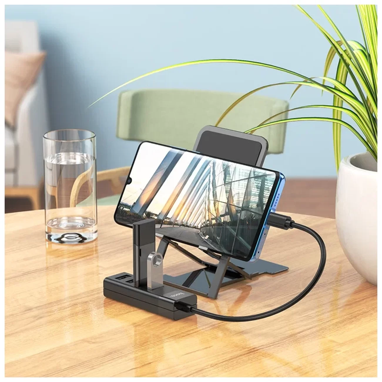 Переходник Hoco HB25 Easy Mix, Type-C на 1×USB 3.0 + 3×USB 2.0, 30 см