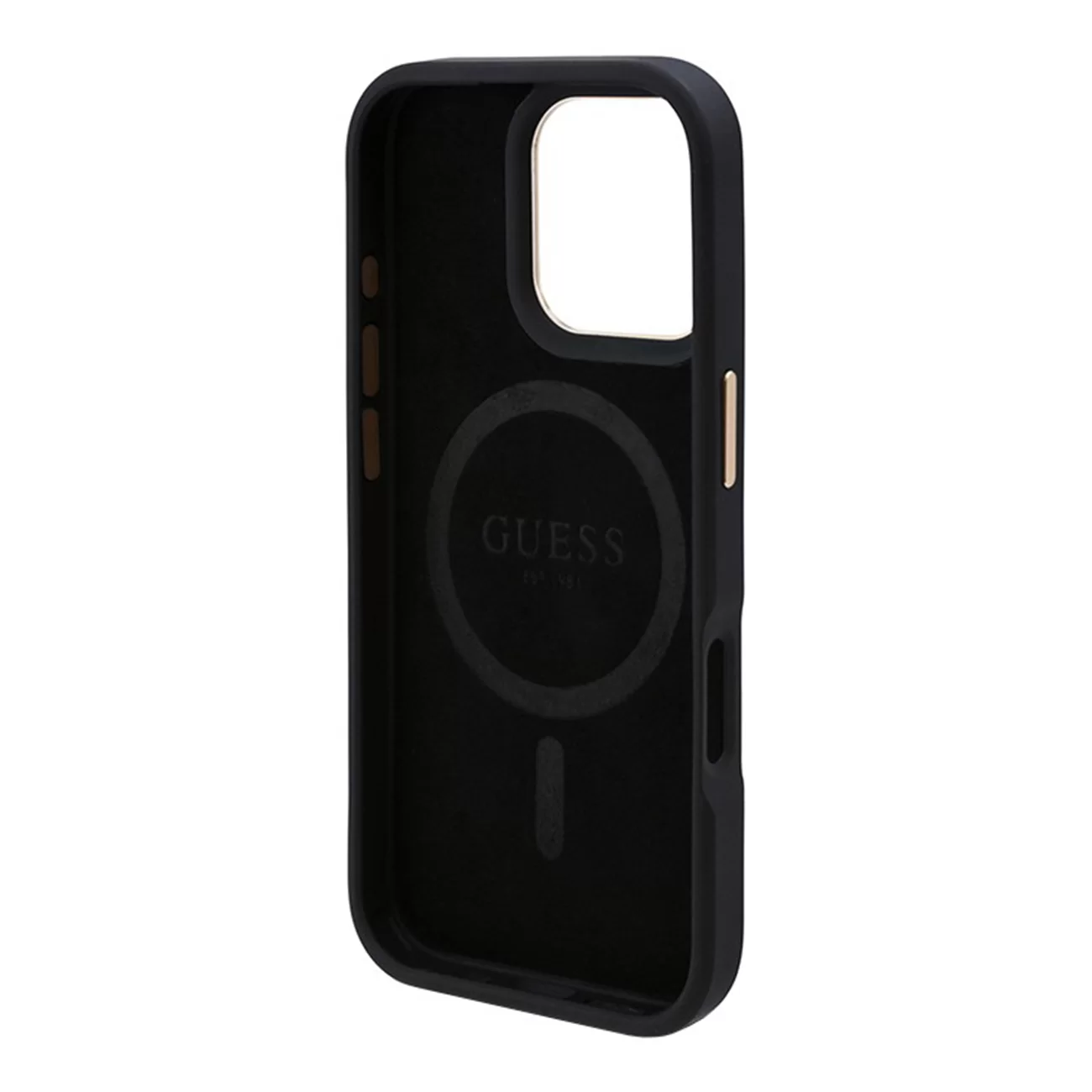 Чехол Guess PU 4G with Round Patch Metal Logo Hard Black (MagSafe) для iPhone 16 Pro Max