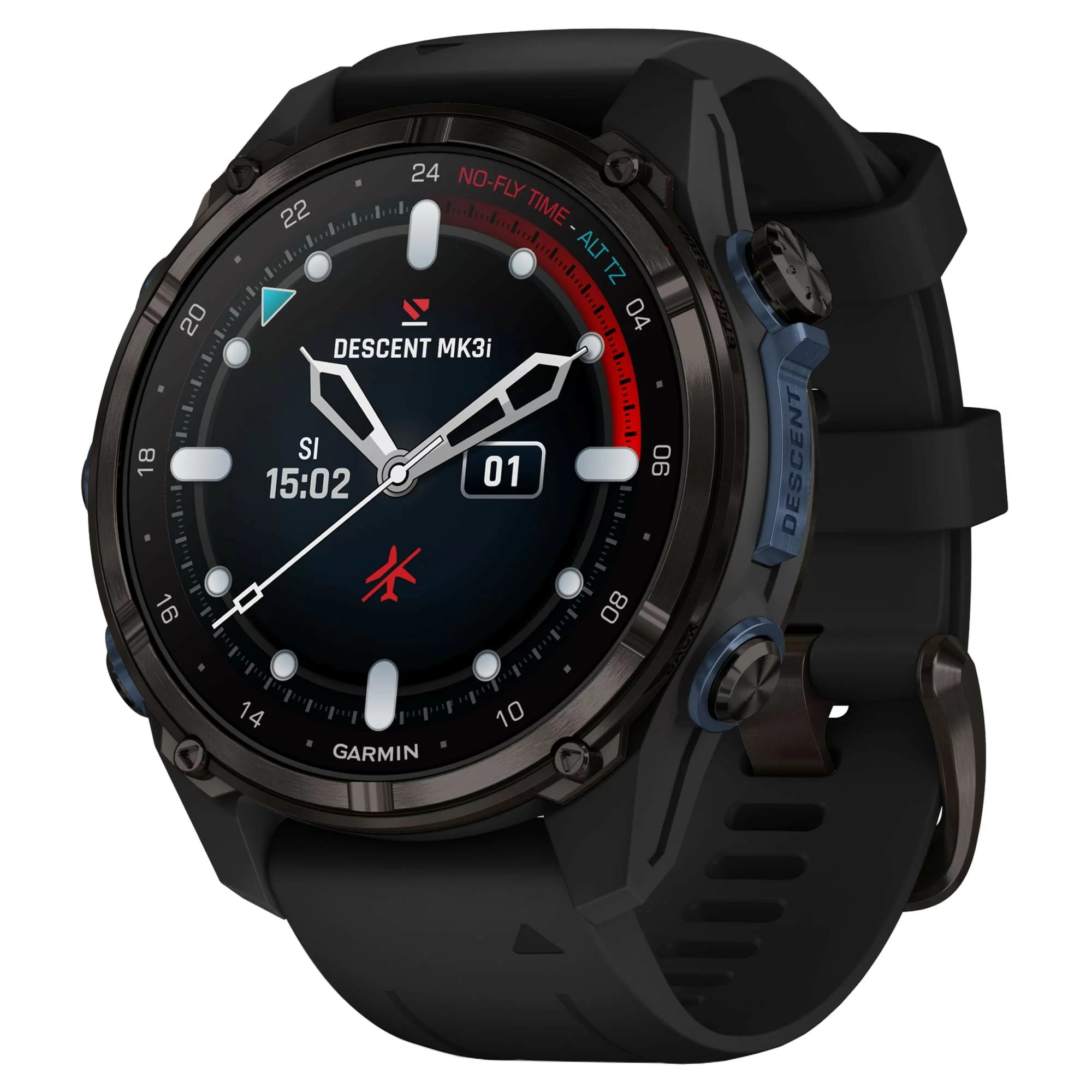 Дайвинг-компьютер Garmin Descent Mk3i, 43 мм (Carbon Gray DLC Titanium / титановый корпус, цвет графит, Black Silicone Band / чёрный силиконовый ремешок)