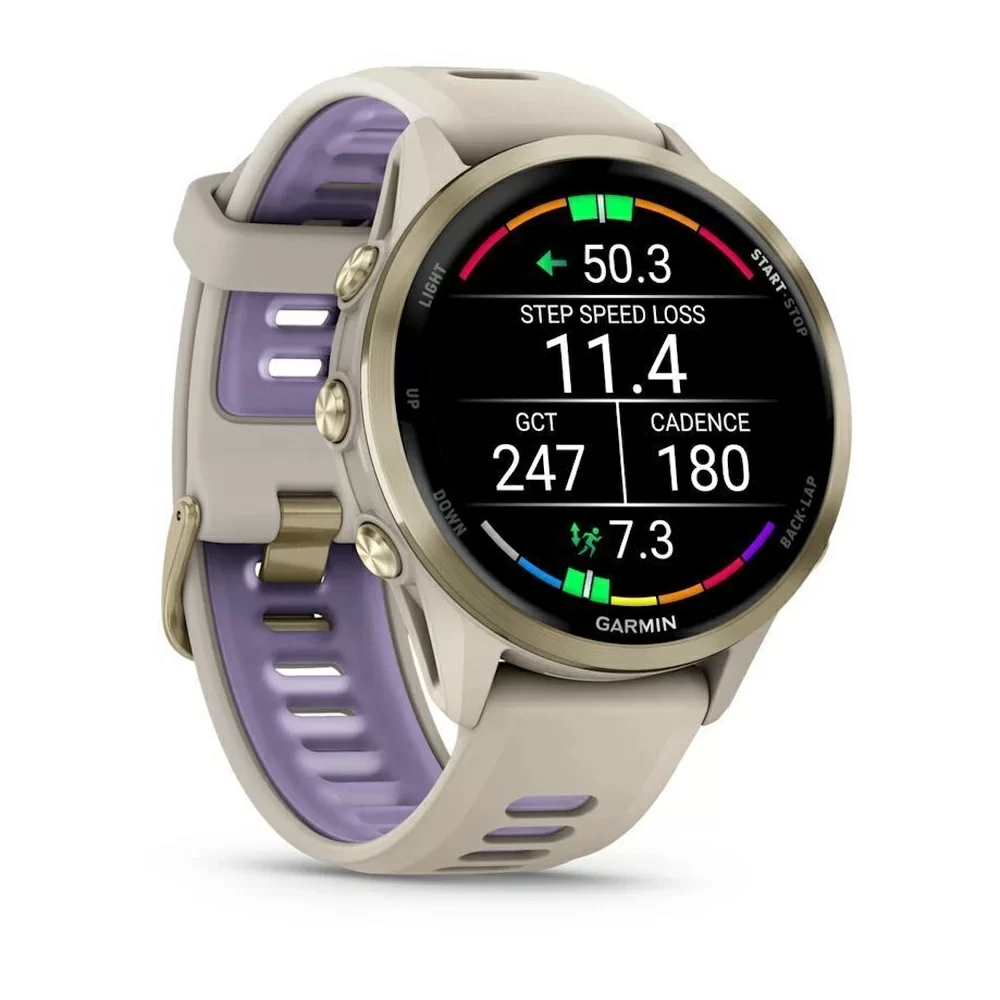 Спортивные часы Garmin Forerunner 570, 42 мм, Soft Gold Titanium French Gray / Translucent Indigo (Бежевый с фиолетовым)