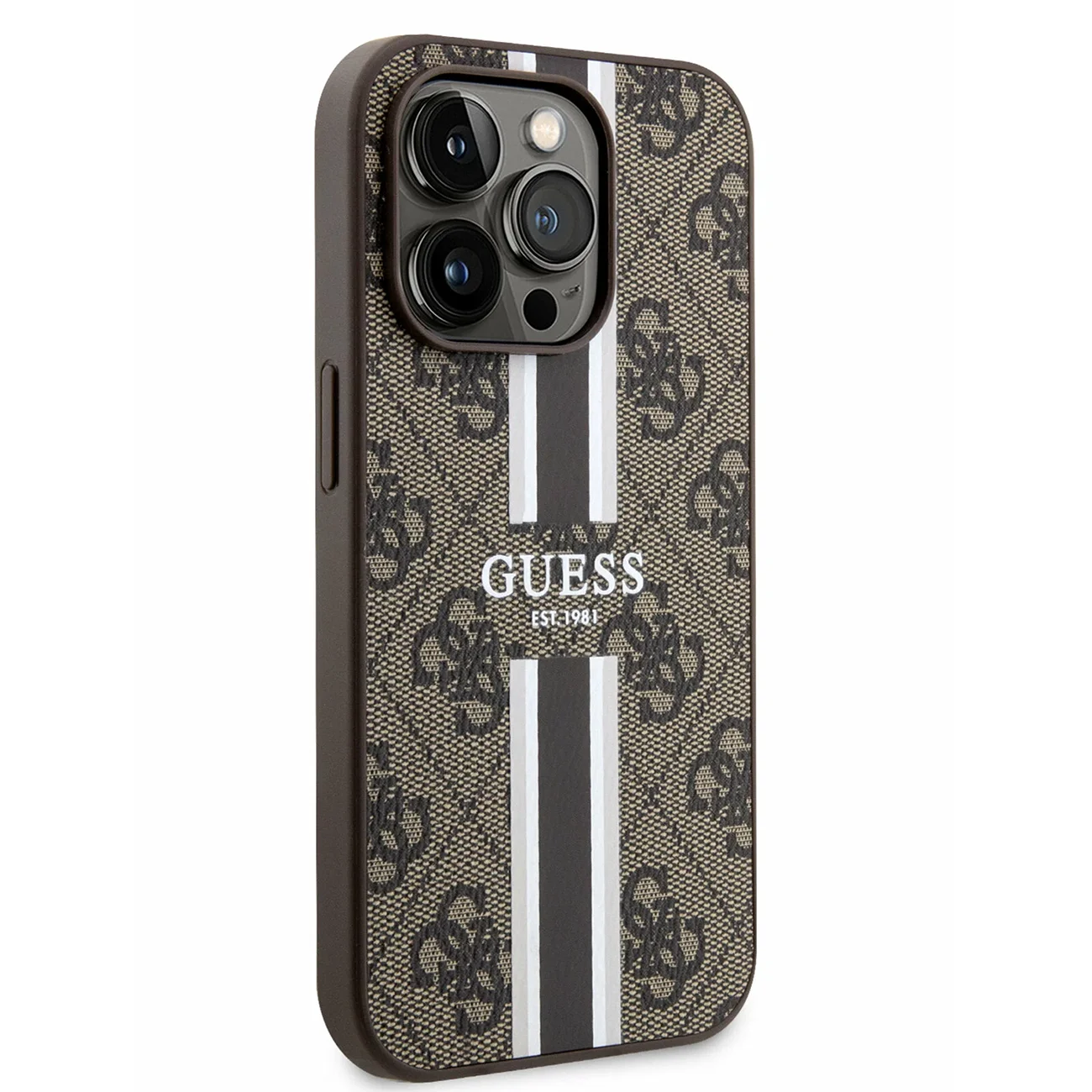Чехол Guess PU 4G Stripes Hard Brown (MagSafe) для iPhone 15 Pro Max