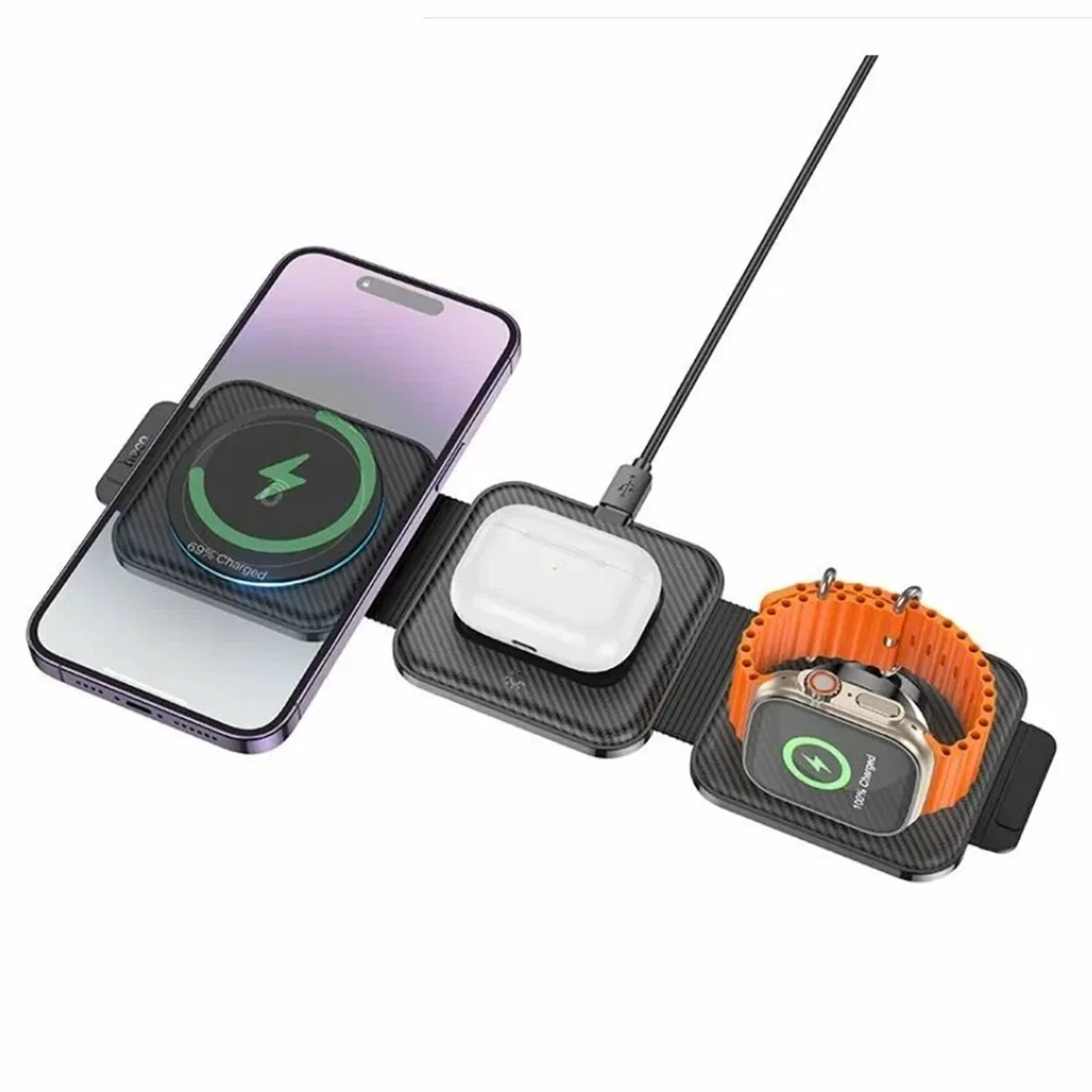 Беспроводное зарядное устройство Hoco CQ4 3-in-1, 15 Вт, MagSafe