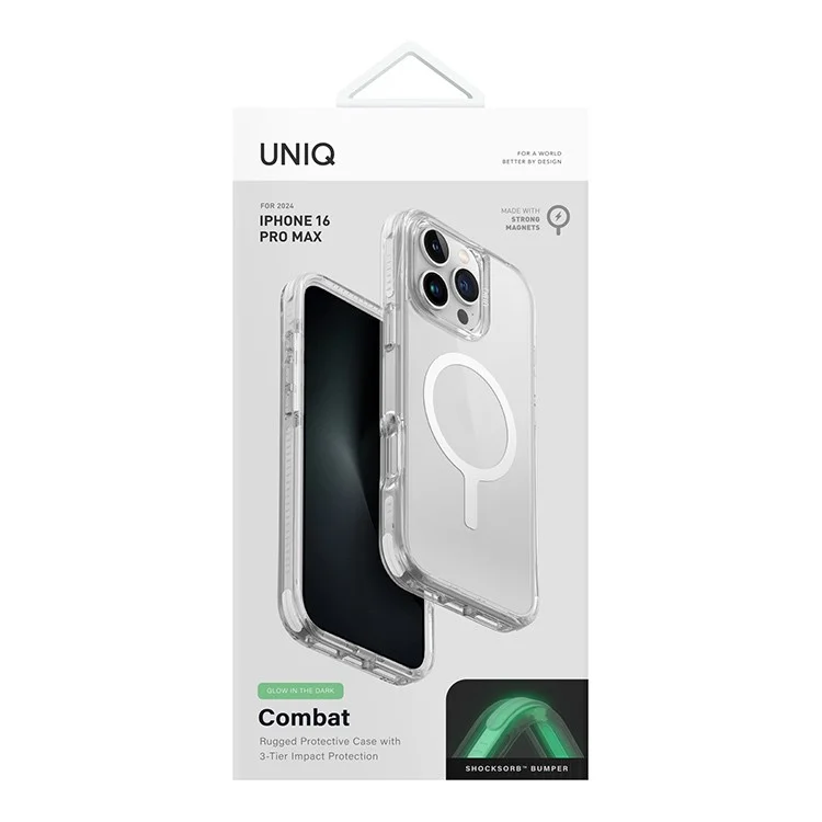 Чехол Uniq Combat LifePro Active для iPhone 16 Pro Max Белый светящийся (MagSafe)