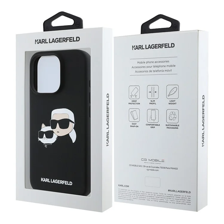 Чехол Karl Lagerfeld Liquid Silicone NFT Karl & Choupette Heads Hard для iPhone 16 Чёрный (MagSafe)