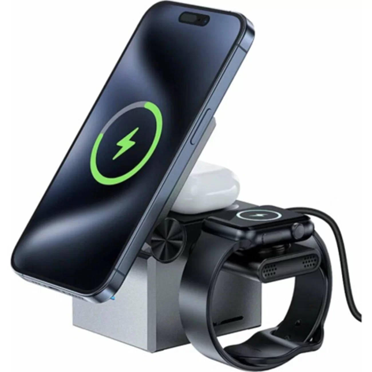 Беспроводное зарядное устройство ACEFAST E18, 3 в 1, 23 Вт, с MagSafe и Qi, серое