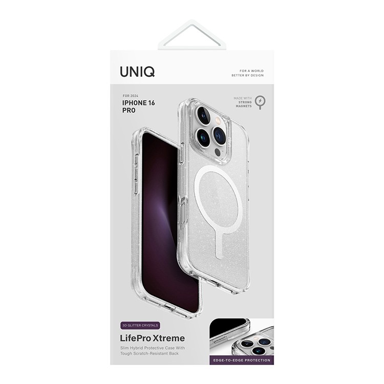Чехол Uniq LifePro Xtreme Tinsel для iPhone 16 Pro Серебристый блеск (MagSafe)