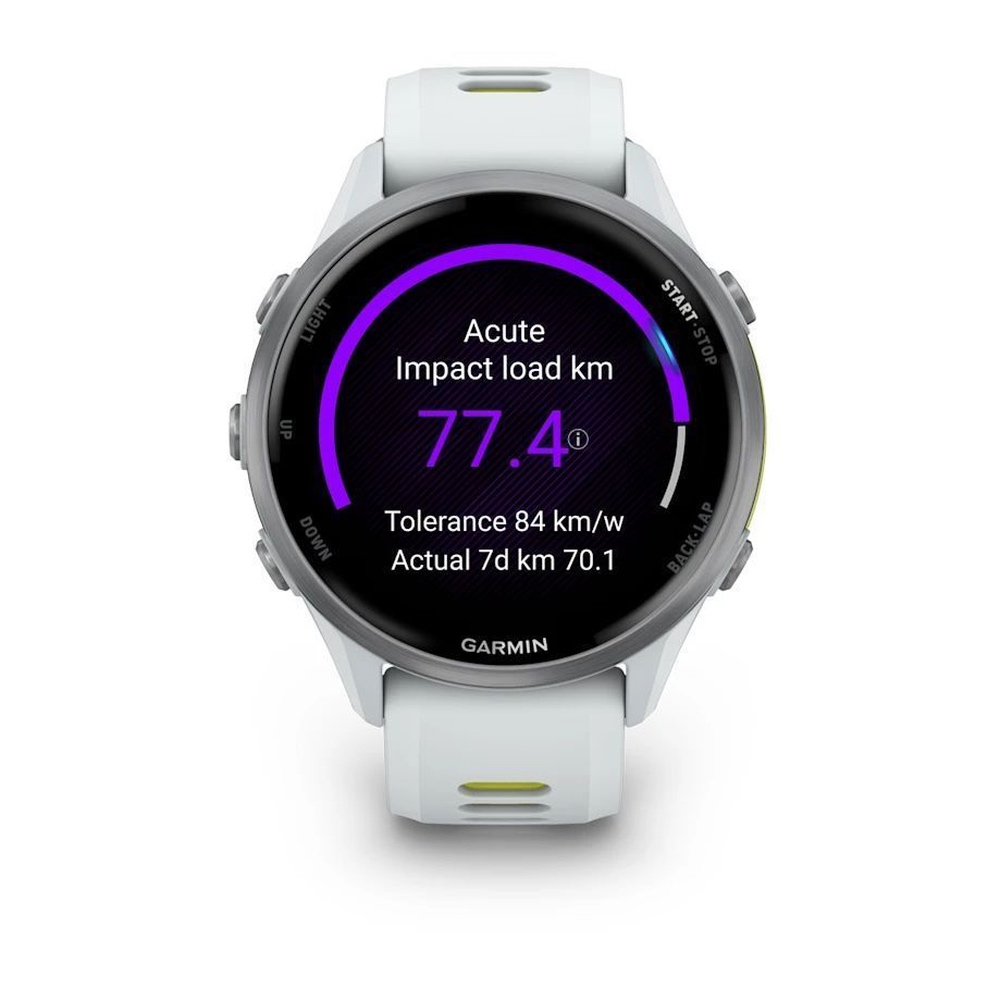 Спортивные часы Garmin Forerunner 570, 42 мм, Titanium Whitestone / Translucent Amp Yellow (Серый с зеленым)