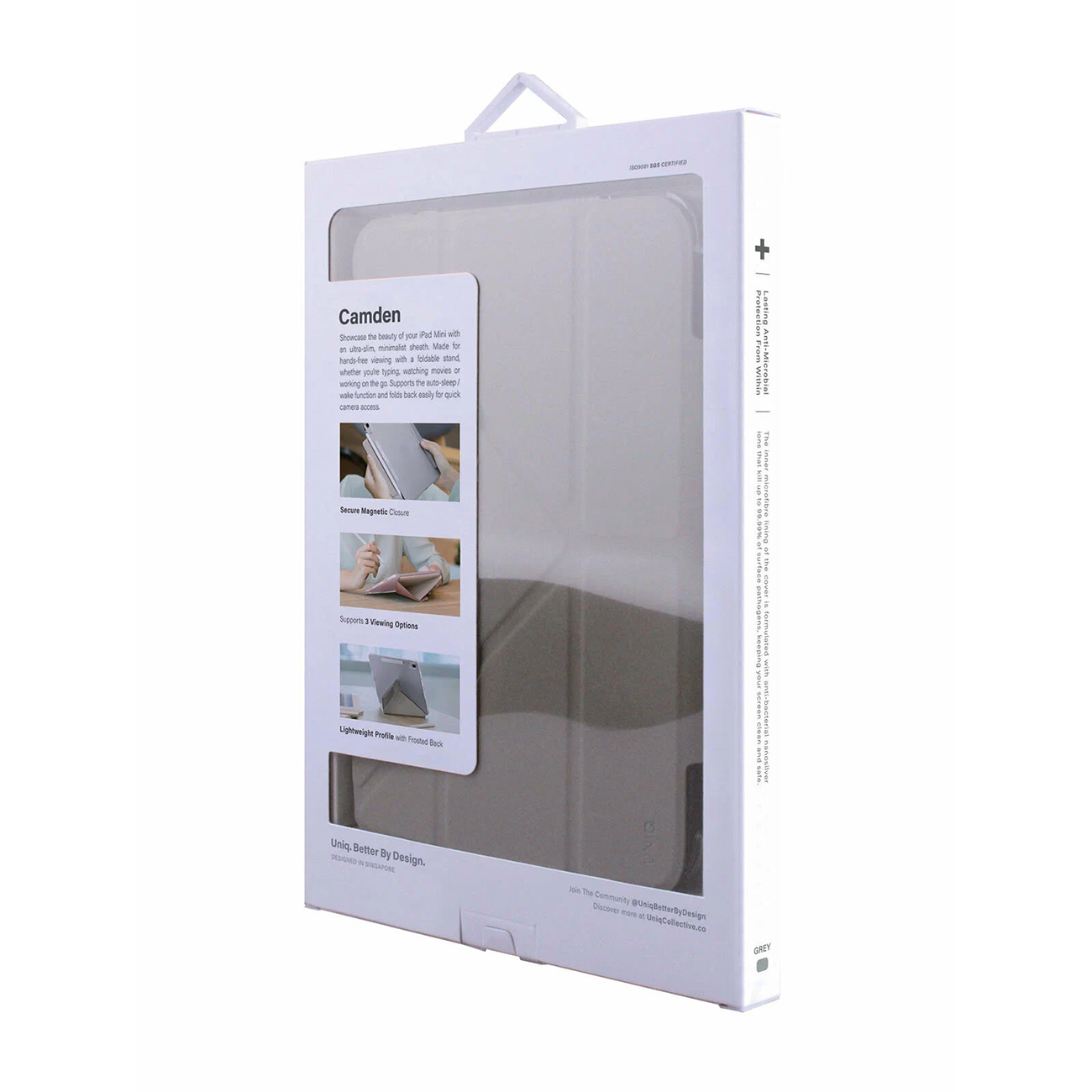 Чехол Uniq для iPad 10.2 (2019/2020) Camden Anti-microbial Grey