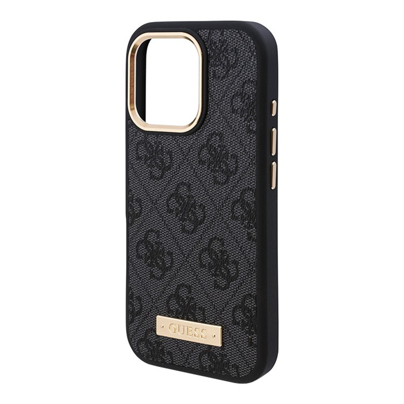 Чехол Guess PU 4G with Round Patch Metal Logo Hard Black (MagSafe) для iPhone 16 Pro Max