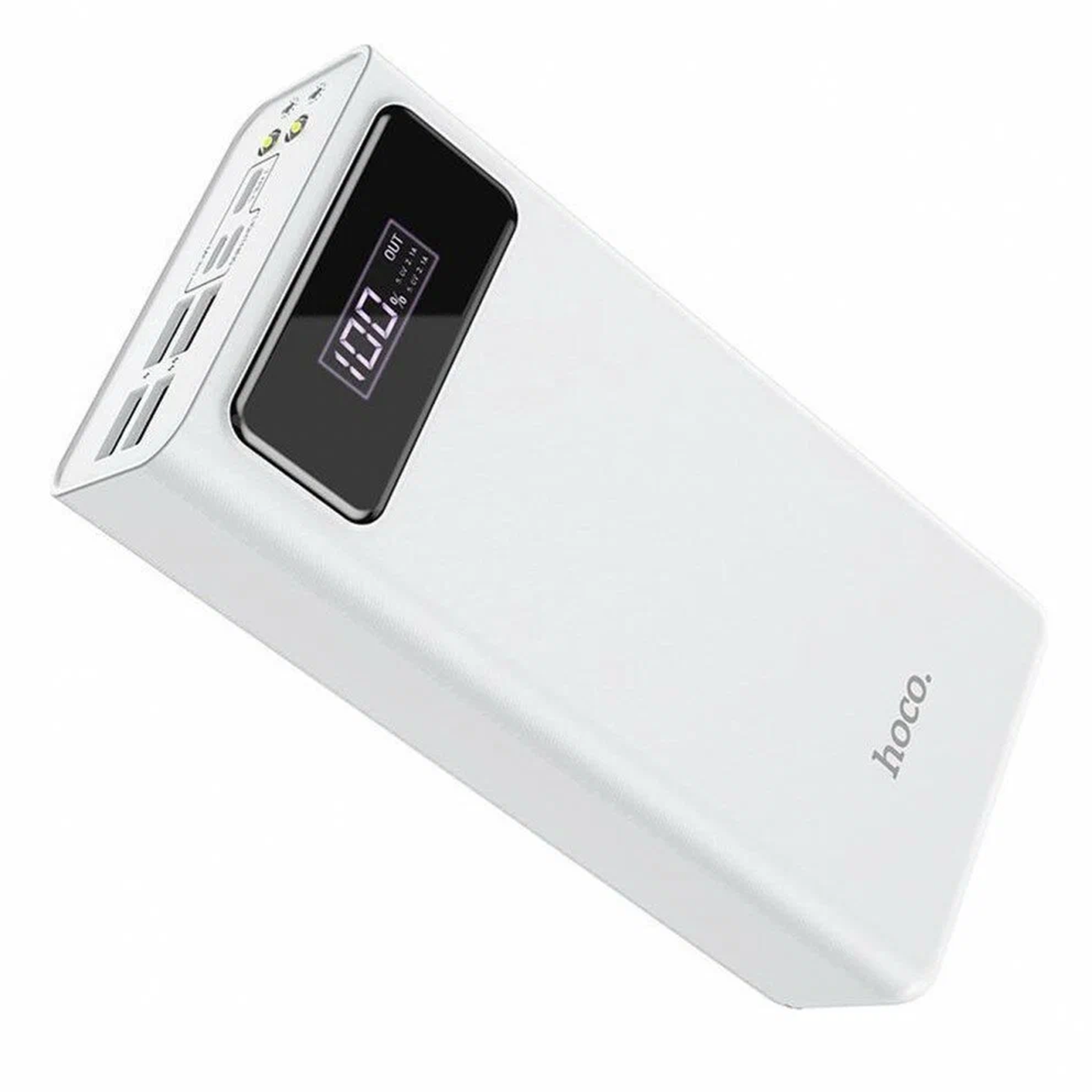 Портативный аккумулятор Hoco J65A, 40000 мА·ч, 4×USB-A, LED-дисплей, фонарик, белый