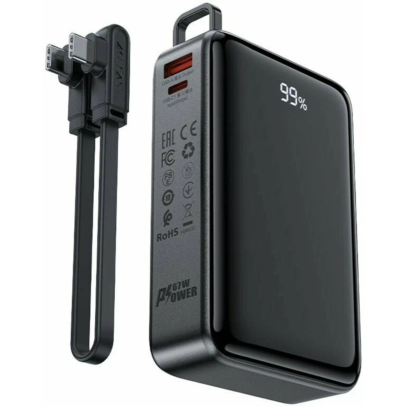 Портативный аккумулятор ACEFAST M4, 20000 мА·ч, 2×USB-C + USB-A, быстрая зарядка, чёрный