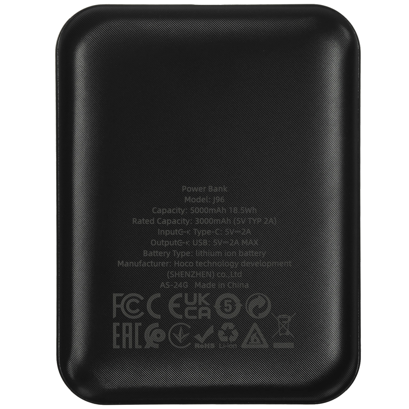 Портативный аккумулятор Hoco J96 Strider, 5000 мА·ч, 10 Вт, USB-A, чёрный
