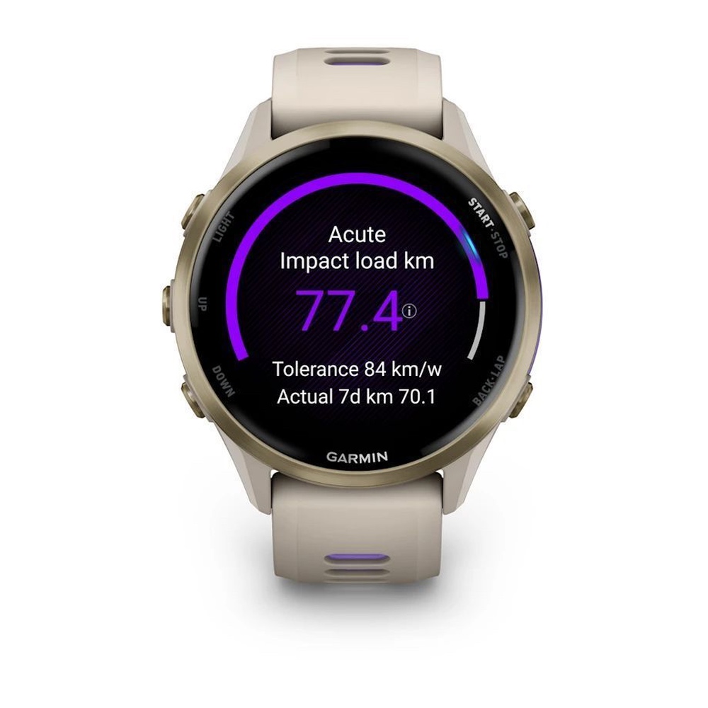 Спортивные часы Garmin Forerunner 570, 42 мм, Soft Gold Titanium French Gray / Translucent Indigo (Бежевый с фиолетовым)